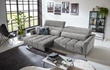 Big-Sofa >Wolve< 2x elektr. Sitzverstellung, Cord silbergrau - 280x108x118cm (BxHxT)