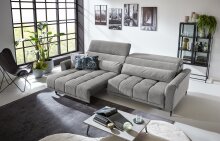 Big-Sofa >Wolve< 1x elektr. Sitzverstellung, Cord silbergrau - 280x108x118cm (BxHxT)