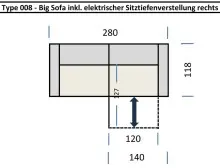 Big-Sofa >Wolve< 1x elektr. Sitzverstellung, Cord...