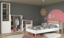 Jugendzimmer-Set >Aalborg 4< (6-teilig) in weiss / Eiche Dekor