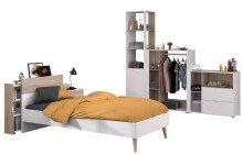 Jugendzimmer-Set >Aalborg 4< (6-teilig) in weiss / Eiche Dekor