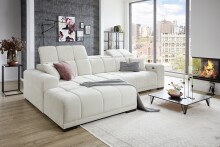 Wohnlandschaft >Puppet< Kopfteilverstellung, 2 Kissen, creme - 301x113x195cm (BxHxT)