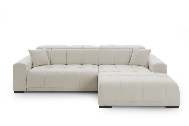 Wohnlandschaft >Puppet< Kopfteilverstellung, 2 Kissen, creme - 301x113x195cm (BxHxT)