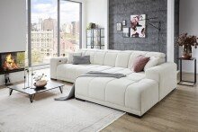 Wohnlandschaft >Puppet< Kopfteilverstellung, 2 Kissen, creme - 301x113x195cm (BxHxT)