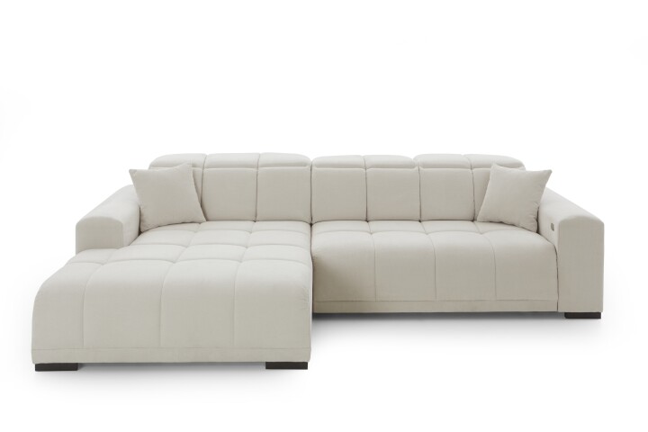 Wohnlandschaft >Puppet< Kopfteilverstellung, Sitzverstellung, creme - 301x113x195cm (BxHxT)