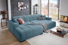 Wohnlandschaft >Puppet< Kopfteilverstellung, Sitzverstellung, azure - 301x113x195cm (BxHxT)