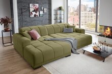 Wohnlandschaft >Puppet< Kopfteilverstellung, Sitzverstellung, khaki - 301x113x195cm (BxHxT)