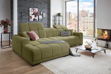 Wohnlandschaft >Puppet< Kopfteilverstellung, Sitzverstellung, khaki - 301x113x195cm (BxHxT)