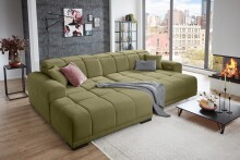 Wohnlandschaft >Puppet< Kopfteilverstellung, Sitzverstellung, khaki - 301x113x195cm (BxHxT)