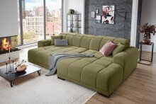 Wohnlandschaft >Puppet< Kopfteilverstellung, Sitzverstellung, khaki - 301x113x195cm (BxHxT)