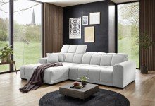 Wohnlandschaft >Puppet< Kopfteilverstellung, Sitzverstellung, creme - 301x113x195cm (BxHxT)