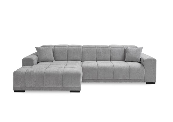 Wohnlandschaft >Puppet< Kopfteilverstellung, Sitzverstellung, silbergrau - 301x113x195cm BxHxT