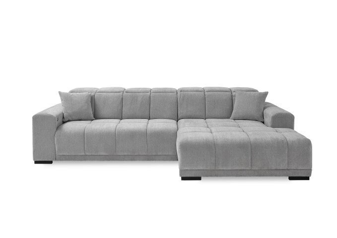 Wohnlandschaft >Puppet< Kopfteilverstellung, Sitzverstellung, silbergrau - 301x113x195cm BxHxT