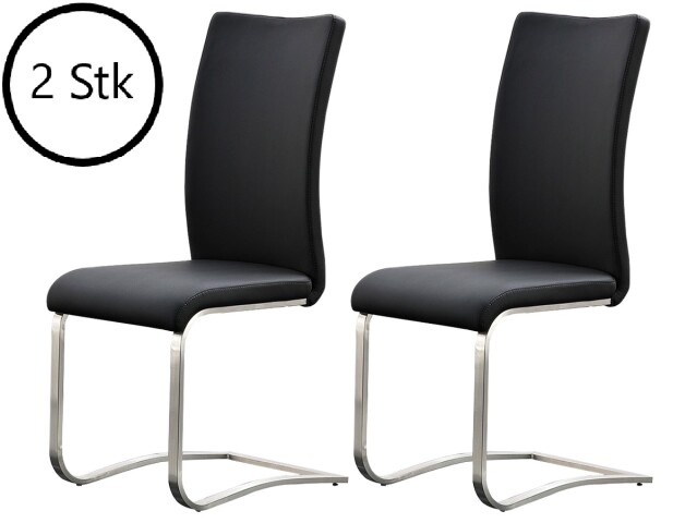 Esszimmerstuhl >Muvo I< (2er Set) in Schwarz aus Metall - 43x103x52cm (BxHxT)