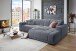Wohnlandschaft >Puppet< Kopfteilverstellung, 2 Kissen, grau - 301x113x195 (BxHxT)
