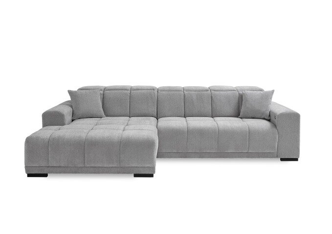Wohnlandschaft >Puppet< Kopfteilverstellung, 2 Kissen, silbergrau - 301x113x195cm (BxHxT)