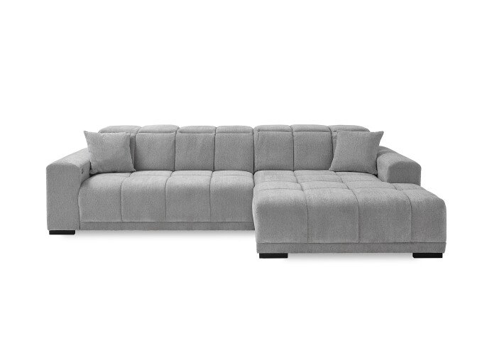 Wohnlandschaft >Puppet< Kopfteilverstellung, 2 Kissen, silbergrau - 301x113x195cm (BxHxT)