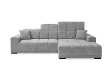 Wohnlandschaft >Puppet< Kopfteilverstellung, 2 Kissen, silbergrau - 301x113x195cm (BxHxT)