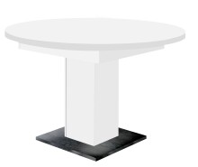 Kulissentisch >Judd< rund ausziehbar bis 144cm, weiss / schwarzstahl - 104/144x76 (D/BxH)