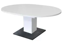 Kulissentisch >Judd< rund ausziehbar bis 144cm, weiss / schwarzstahl - 104/144x76 (D/BxH)