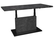 Couchtisch >Lift< höhenverstellbar, keramik optik grau / schwarz - 120x49/68x70 (BxHxT)