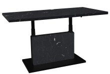 Couchtisch >Lift< verstellbar, keramik optik schwarz / schwarz - 120x49/68x60cm (BxHxT)
