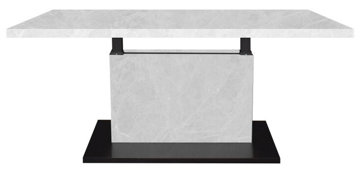 Couchtisch >Lift< höhenverstellbar, keramik optik weiß / schwarz - 120x49/68x70 (BxHxT)