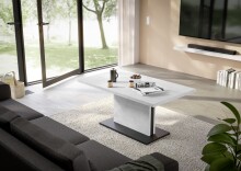 Couchtisch >Lift< höhenverstellbar, weiss / schwarz - 120x49/68x70cm (BxHxT)