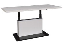 Couchtisch >Lift< höhenverstellbar, weiss / schwarz - 120x49/68x70cm (BxHxT)
