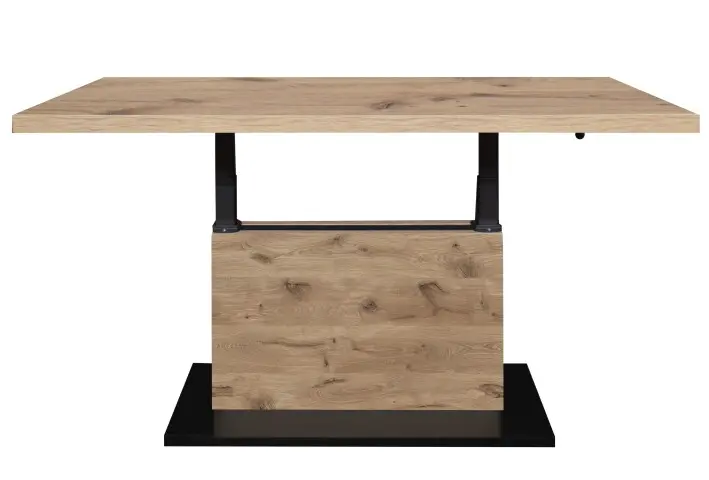 Couchtisch >Lift< höhenverstellbar, viking oak Dekor / schwarz - 120x49/68x70cm (BxHxT)