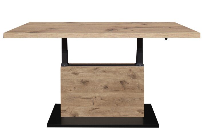 Couchtisch >Lift< höhenverstellbar, viking oak Dekor / schwarz - 120x49/68x70cm (BxHxT)