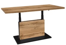 Couchtisch >Lift< höhenverstellbar, wotan eiche Dekor / schwarz - 120x49/68x70cm(BxHxT