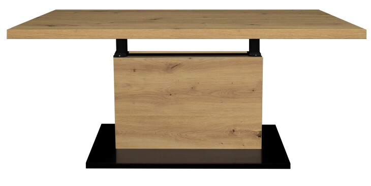 Couchtisch >Lift< höhenverstellbar, Asteiche Dekor / schwarz - 120x49/68x70cm (BxHxT)