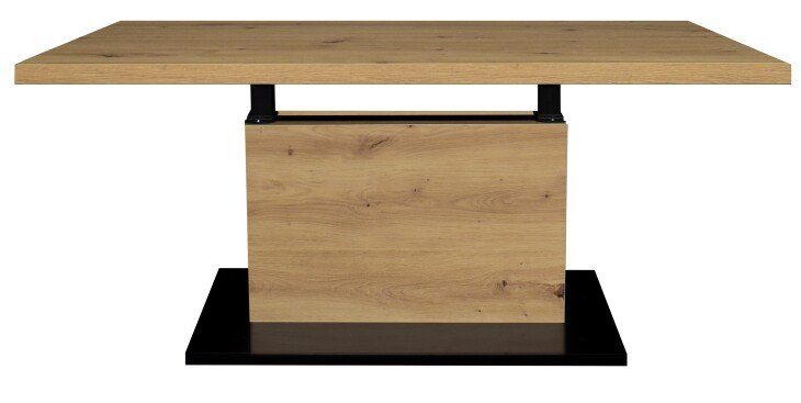 Couchtisch >Lift< höhenverstellbar, Asteiche Dekor / schwarz - 120x49/68x70cm (BxHxT)