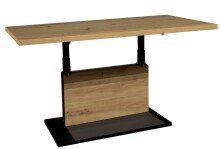 Couchtisch >Lift< höhenverstellbar, Asteiche Dekor / schwarz - 120x49/68x70cm (BxHxT)