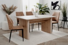 Kulissen-Esstisch >Sai< in Dekor Sandstein / Dekor Jackson Hickory
