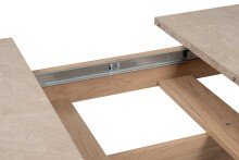 Kulissen-Esstisch >Sai< in Dekor Sandstein / Dekor Jackson Hickory