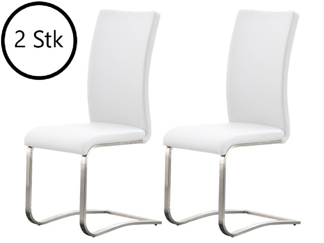 Esszimmerstuhl >Muvo I< (2er Set) in Weiß aus Metall - 43x103x52cm (BxHxT)