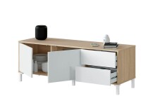 TV-Board >BROOKLYN< in Canadian Eiche/Artik White - 130x47x41 (BxHxT)
