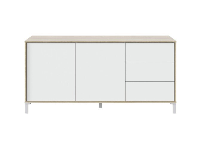 Sideboard >BROOKLYN< in Canadian Eiche/Artik White - 154x74x41 (BxHxT)