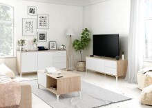 Wohnzimmer-Set >BROOKLYN< in Canadian Eiche/Artik...
