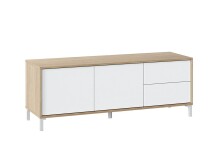 Wohnzimmer-Set >BROOKLYN< in Canadian Eiche/Artik Weiß - 130x47x41 (BxHxT)