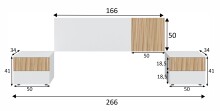 Kopfteil >ETHNA< (3er-Set) Kopfteil + 2x Nachttisch, Natur / Artik Weiß - 166x50x3 (BxHxT)