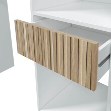 Kleiderschrank >ETHNA< 8 Fächer, 2 Stangen, Natur / Artik Weiß - 190x187x40 (BxHxT)