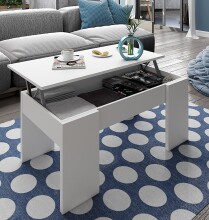 Couchtisch >ETHNA< aufklappbar, Stauraum, Artik Weiß - 100x45x50 (BxHxT)