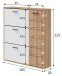 Schuhschrank >CLASS< 3 Klappen, 1 Tür, Nodi Eiche Dekor /Artik Weiß - 105x112x24 (BxHxT)