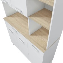 Küchenbuffet >KIRA<  Artik Weiß / Canadian Eiche Dekor - 108x186x40 (BxHxT)