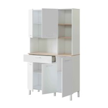 Küchenbuffet >KIRA<  Artik Weiß / Canadian Eiche Dekor - 108x186x40 (BxHxT)