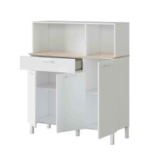 Küchenbuffet >KIRA< 3 Türen, 1 Schub, Artik Weiß / Canadian Eiche Dekor - 108x126x40 BxHxT