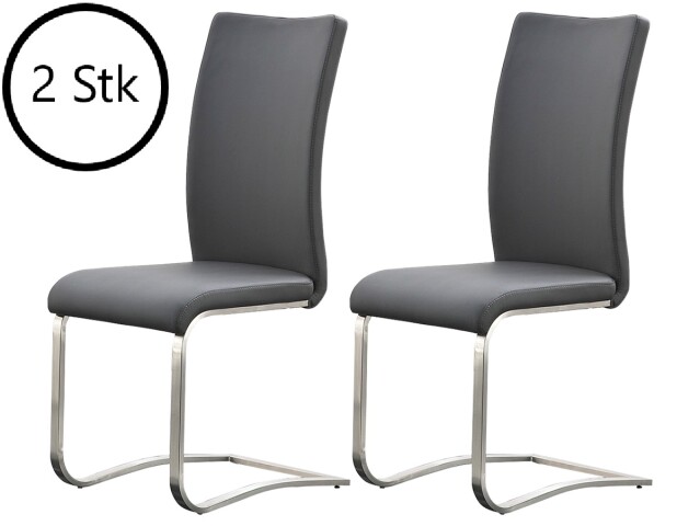 Esszimmerstuhl >Muvo I< (2er Set) in grau aus Metall - 43x103x52cm (BxHxT)
